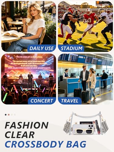 Image of Clear Bag for Stadium Events, Clear Purse Crossbody Stadium Bag | Transparent See Through Bag for Women, Stadium Approved Bag, For Concert Stadium Sport