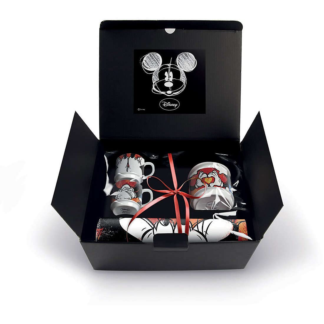 EGAN WMSET/19 Set Tazze Caffe Sweet Love, Zuccheriera e Tovaglietta, Porcellana, Rossa, 4 unità