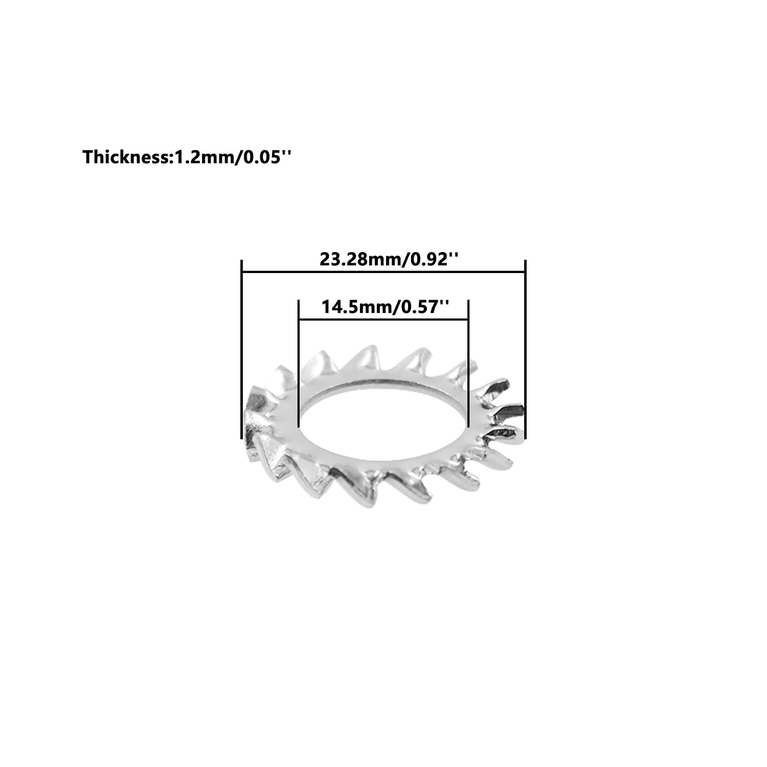 Tooth Star Lock Washers,TTZEZE SUS304 Starlock Washers,Anti Loose Multi-Tooth Star Lock Washers,Quick Speed Locking Washers Assortments,Silver Tooth Locking Ring Washers M14 External 50PCS