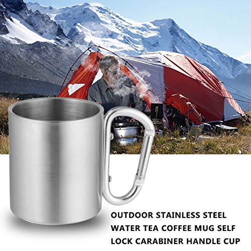 Caneca de acampamento ao ar livre em aço inoxidável água chá caneca de café com travamento automátic
