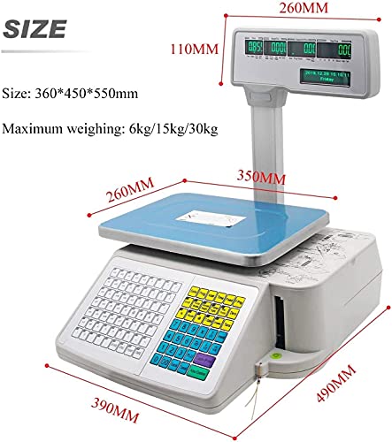 Báscula electrónica comercial con impresión y pantalla dual 5 ventanas 6kg miniatura 5