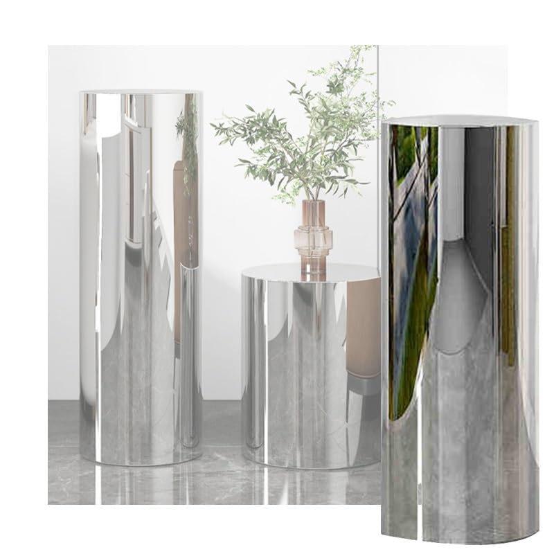 Socle décoratif pour sculpture en métal argenté 32.5x40cm XPLKQXE