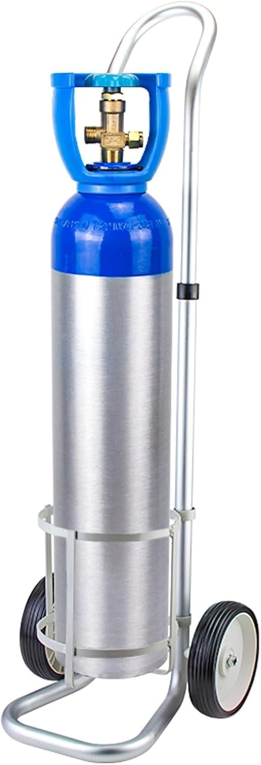 GHHVFEC Adjustable Oxygen Tank Cart, Heavy Duty Rolling Cylinder Dolly with Bracket for Hospital, Clinic, Home & Factory Use, Holds Tanks 4.9in Diameter