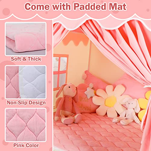 Wilwolfer Kid Tent With Padded Mat, Star Lights - Kids Play Tents For Toddlers Kids Tents Indoor Playhouse - Princess Tent For Girls Toy House Gift - Pink & Yellow, 47X41X51 #TOP2