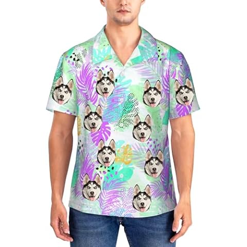 Custom Hawaiian Shirt Personalized Gifts with Face for Men Boyfriend Customized Face Shirt Custom Beach Button Up Shirts with Photo Picture Cover