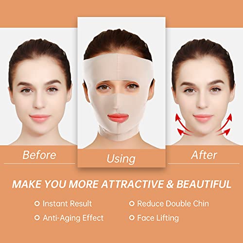 Full Face Lift Sleeping Belt, Cheek Chin Face Lifting Belt Face Mask Bandage, Thin Facial Massage Shaper, Reusable And Breathable #TOP3