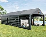 Albott 39x20x14 FT Large Black Inflatable Nightclub Tent for Adults with Pavilion Rest Area, Black Inflatable Night Club Gazebo with 2 Side Doors & Logo Area for Birthday, Wedding, Backyard Events