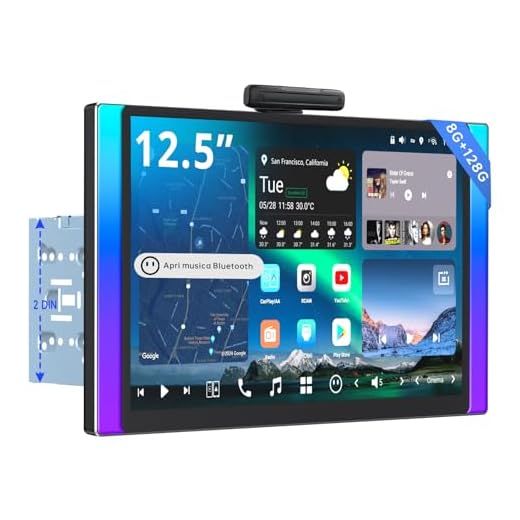 [Schermo QLED da 12.5’’ con LED laterali] AI Autoradio 2 DIN Android, 8GB+128GB, 4G LTE, Carplay Senza Fili & Android Auto, DSP & EQ a 36B, Audio 7.1.2 Canali, Ingresso HDMI, 2 Bluetooth, X10G225E