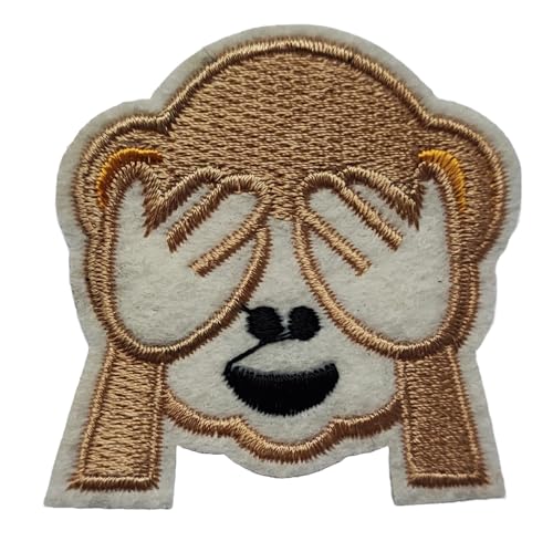 Écusson Singe de la Sagesse Ne Pas Regarder Patch Animal Thermocollant 5,7x5,6cm CameleonShop