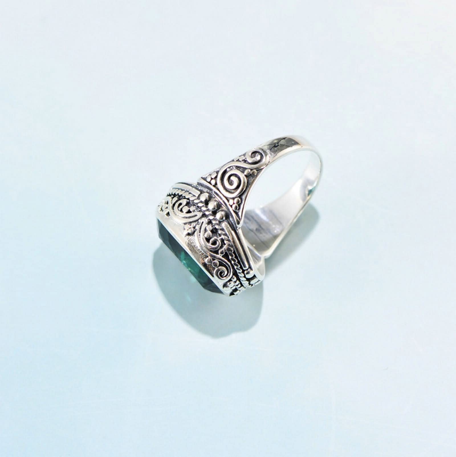 Anelli in argento Sterling per donna, anelli per anniversario di donna, con cristalli verdi e set regalo di buon compleanno per donne, N 1/2, Argento sterling, Zirconia cubica