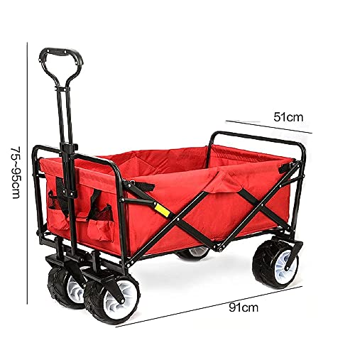 KOHARA Bollerwagen, zusammenklappbarer Campingwagen mit 4-rädrigen zusammenklappbaren Festivalwagen, tragbarer Gartenwagen, geeignet für Haus, Garten, Outdoor, 70 kg Kapazität/7 Zoll in Schwarz – Bild 3