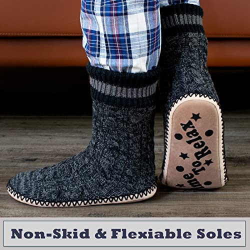 Cozylook Mens Slipper Socks Fleece Lined Non-slip Soles, Winter Soft Thick Cozy Home Boots, Warm Fuzzy House Shoes Indoor3