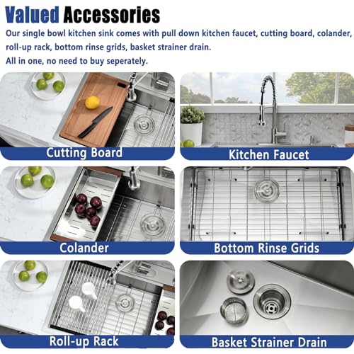 Kitead 33x19 Drop in Kitchen Sink with Faucet - Stainless Steel Single Bowl by Kitead - Used condition - Image 4