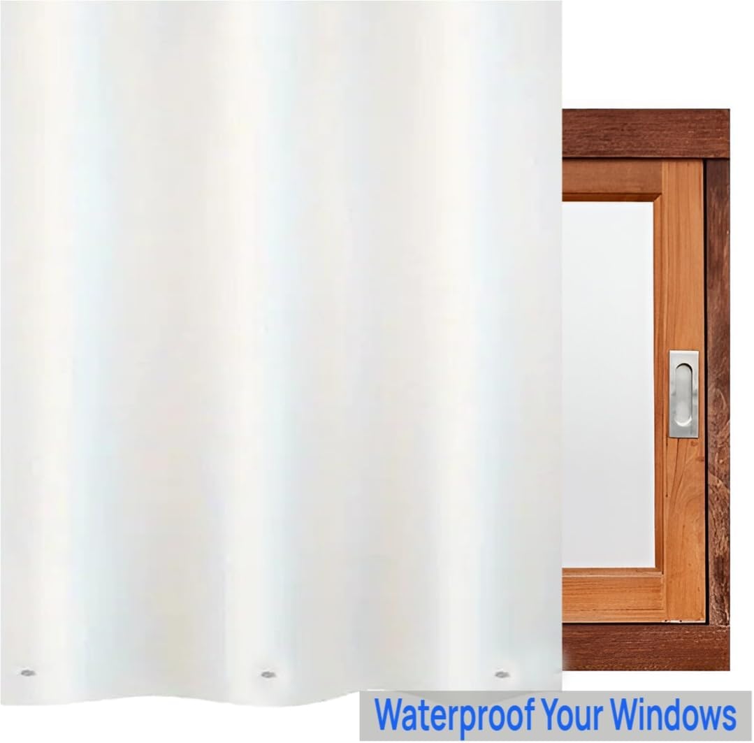Waterproof Plastic Shower Curtain 36x48 for Bathroom Window, Heavy Duty Vinyl Shower Window Curtain 36W x 48H, White