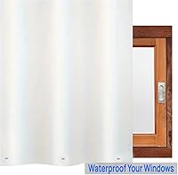 Vista 3 de Waterproof Plastic Shower Curtain 40x36 for Bathroom Window, Heavy Duty Vinyl Shower Window Curtain 40W x 36H, White