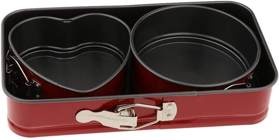 VALINK 3Pcs/Set Cake Tins,Non Stick Cake Pan,Removable Bottom Cake Baking Tray,Springform Cheesecake Cupcake Baking MoldS,Heart Round Square Bake Tray Bakeware Pan,Kitchen Craft Baking Supplies