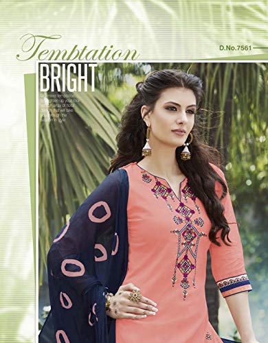 Lady Dwiza Designer Peach Punjabi Salwar Suit | Ready-to-Wear Cotton Patiala Suit for Women in XX-Large - Image 2
