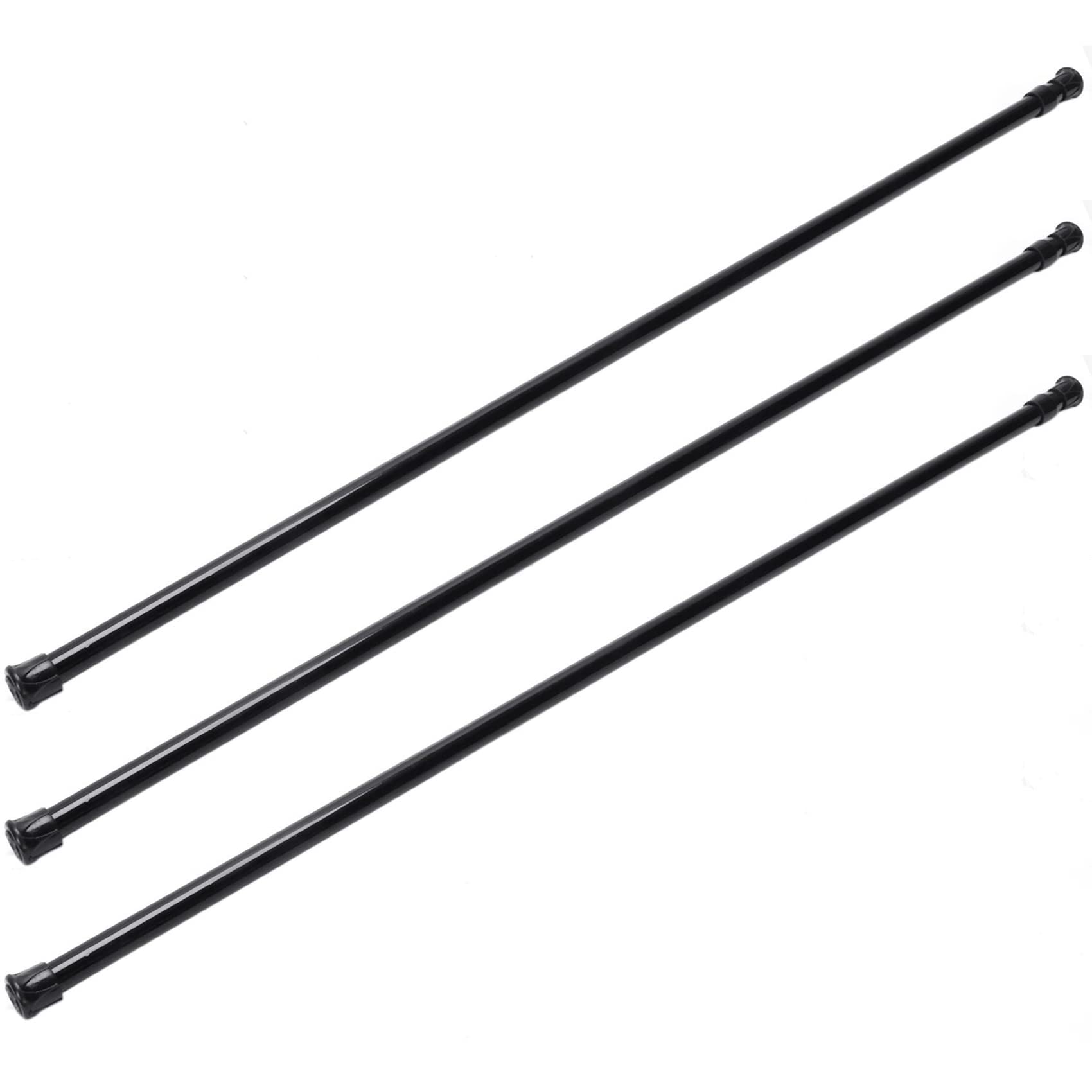 Barras telescopicas de tension negras para ventanas de salon y visillos ligeros Voile