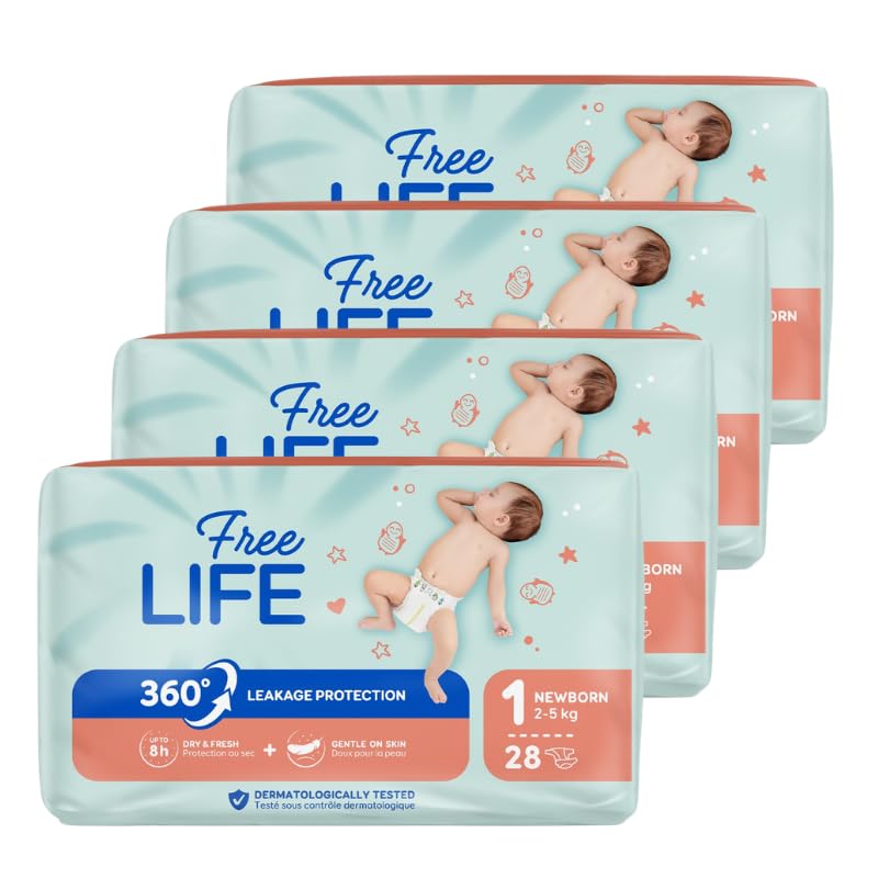 Freelife Bébé Cash Couches bébés Taille 1 New Born (2-4kg) - 4 x 28 = 112 couches