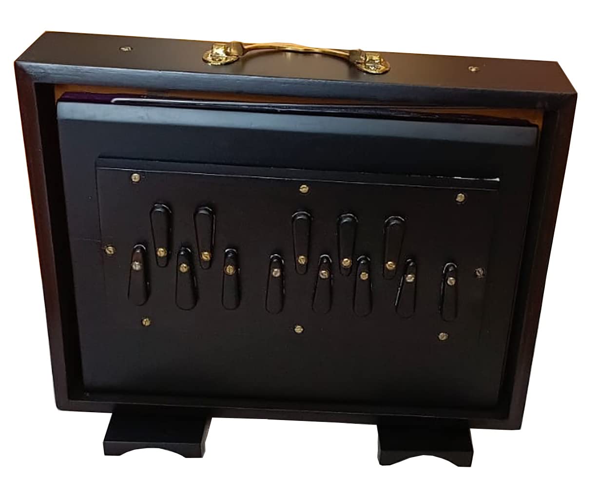 Shruti Box, Surpeti - Scatola di derivazione classica in legno di teak, 440 Hz, con 13 fermi a lunga durata, colore: Nero