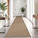 KOZYFLY Boho Runners for Hallways 2.6x10 ft Washable Kitchen Runner Non Slip Rubber Backed Hallway Rugs Cotton Entryway Runner Rug Floor Carpet for Indoor Hall, Backdoor, Kitchen, Tan/Orange/Brown