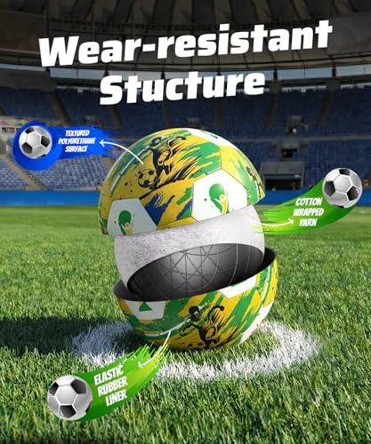 Image of HETOO Dog Soccer Ball with Straps, Large World Cup Dog Toys, 8 Inch | Large Dog Toys Herding Ball, Outdoor Indoor Dog Water Pool Toys, Pet Puppy Birthday Gifts, Dog Balls for Medium Large Dogs