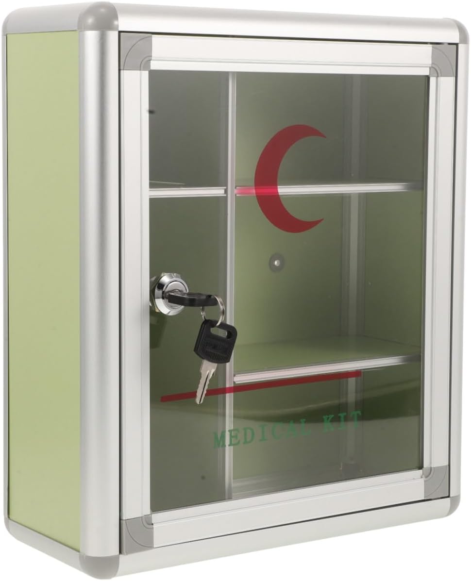 1set Wall-mounted Medicine Lock Box for Secure Medication Storage Portable First Aid Kit Organizer Lock for Use for Emergency Medical Supplies