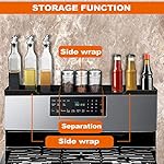 AWOKE Stove Top Shelf 30 Inch - Silicone Material Magnetic Shelf for the Stove - 3 Functional Partitions Kitchen Spice Rack Organizer - Black - Image 2