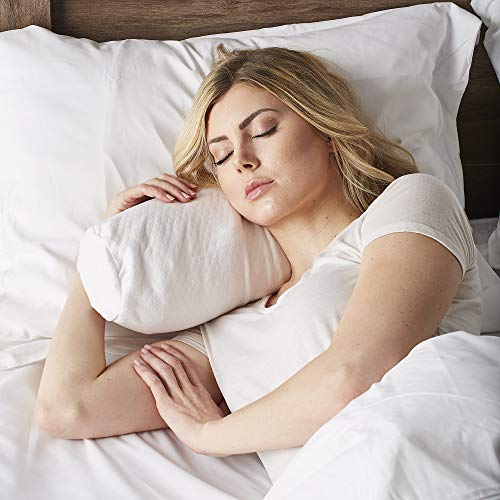 Image of Bucky Millet Filled, Bed Pillow and Pillow Cover, Bolster Pillow (15x5.5 inch), White