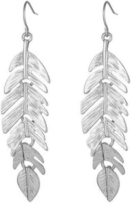 ONLYJUMP Feather Earrings for Women Boho Artistic Vintage Leaf Metal Dangle Drop Earrings Lightweight Leaf Earrings with Detailed Texture Drop Dangle Earring Jewelry Gifts