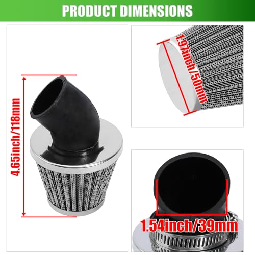 Image of 38mm 39mm 40mm 1.5 inch Filter 45 Degree Angled for 50cc 70cc 90cc 110cc 125cc 150cc 200cc ATV Quad Scooter Gokart Moped Chopper Pit Dirt Pocket Mini Super Bike GY6 1.5in