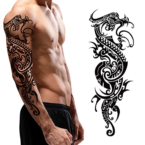 Punktum Temporary Tattoos For Men And Teens 12 Sheets (L19“Xw7”), Full Arm Temporary Tattoos For Halloween Realistic Sleeve Tattoos Waterproof And Long Lasting #TOP1
