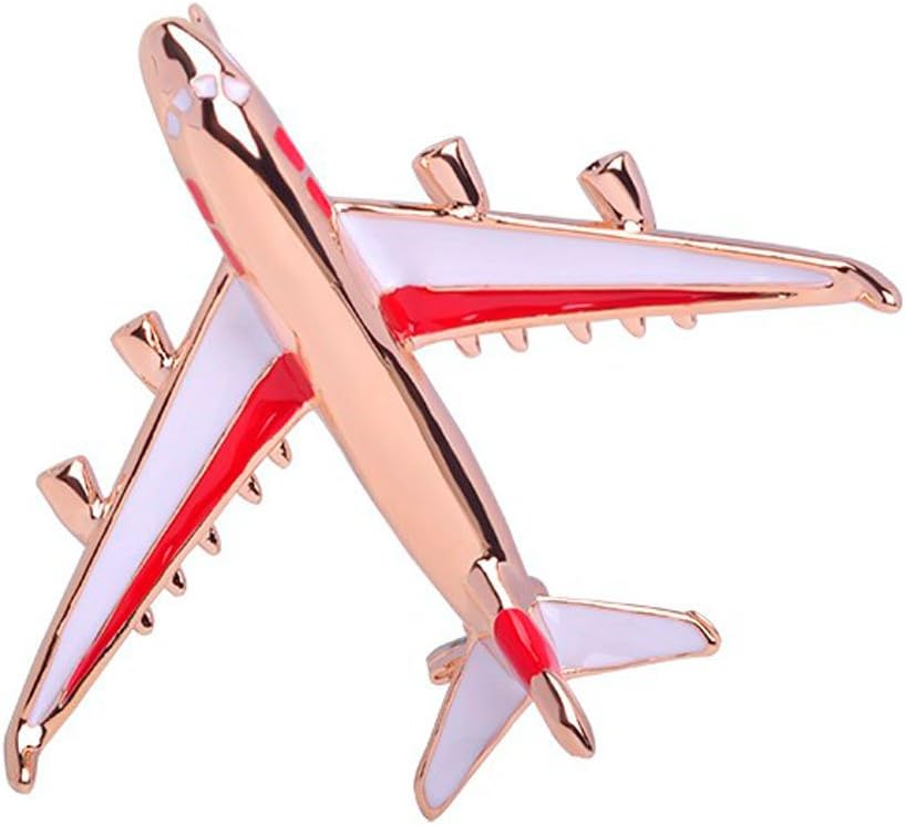 RUXIANG Colorful Enamel Blue and Red Airplane Pin Brooch Jewelry for Adults