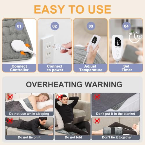 Image of Heating Pad,Electric Heating Pads,Heating Pad for Back,DimGray,24x12 Inch | Heating Pads for Shoulder,Neck,Abdomen,Knee,Arms,Legs,Heat Pad for Birthday Father Mother Gift Women Men,6 Heat Settings
