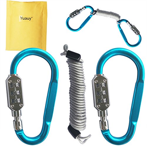Preisvergleich Produktbild Yuauy 2 Stück Zinlegierung blau Schloss Karabiner rücksetzbar 3 Ziffern Zahlenkombination Passwortschloss Vorhängeschloss für Koffer, Gepäck, Reisegepäck Rucksack + Feder-Erinnerungskabel