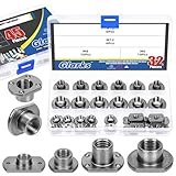 Glarks 32Pcs Weld Nuts Set, M6 M8 M10 M12 Tab Base UNC Carbon Steel Machine Screw T-Nuts 2 Projection 4 Projection for Furniture Vehicles Caster Industry Machine