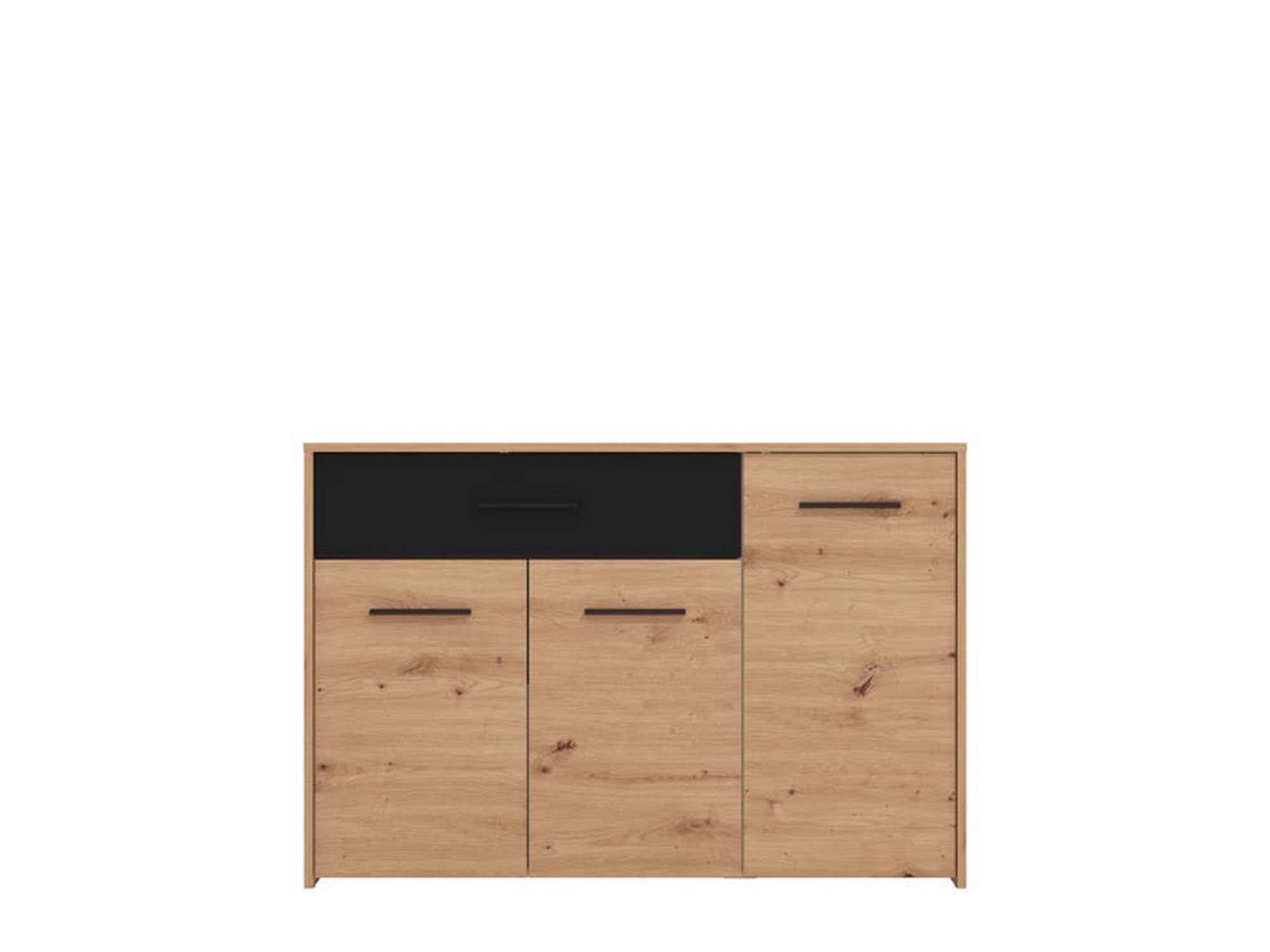 Dmora Credenza Funachi 119x33x81h cm Marrone Rovere Nodi 2 Ripiani un Cassetto, Madia 3 Ante