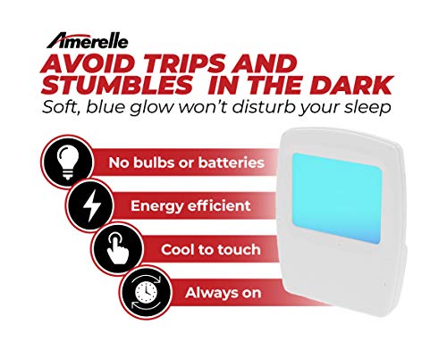 Amerelle Always-On Blue Night Light, 4 Pack (71282) – Plug In Led Night Lights With A Soft, Cool Blue Glow – Slim Led Night Light Suitable For Bedrooms, Bathrooms, Hallways, Kitchen, Or Nursery #TOP1