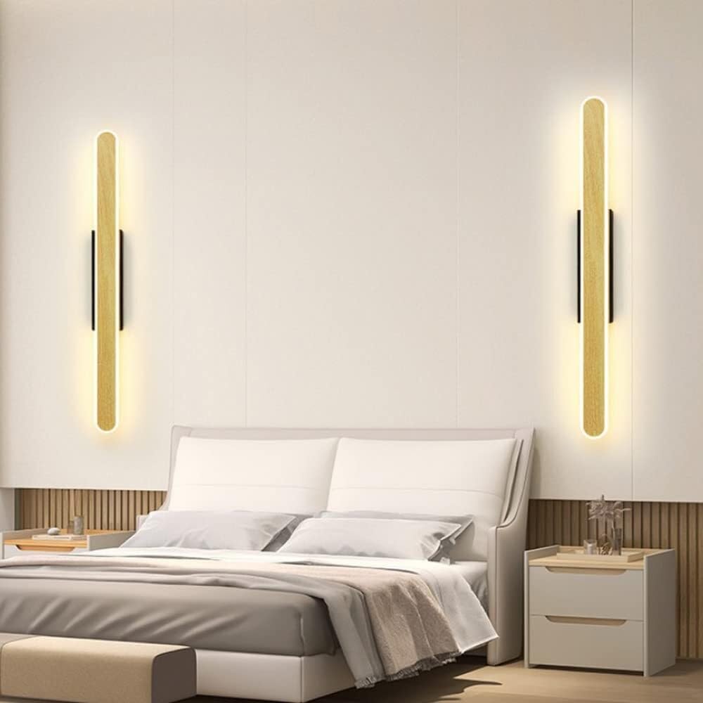 Lampada da Parete lineare a LED Moderna con Motivo, 3 Misure, 3000K/6000K per Soggiorno e Camera da Letto - Legno