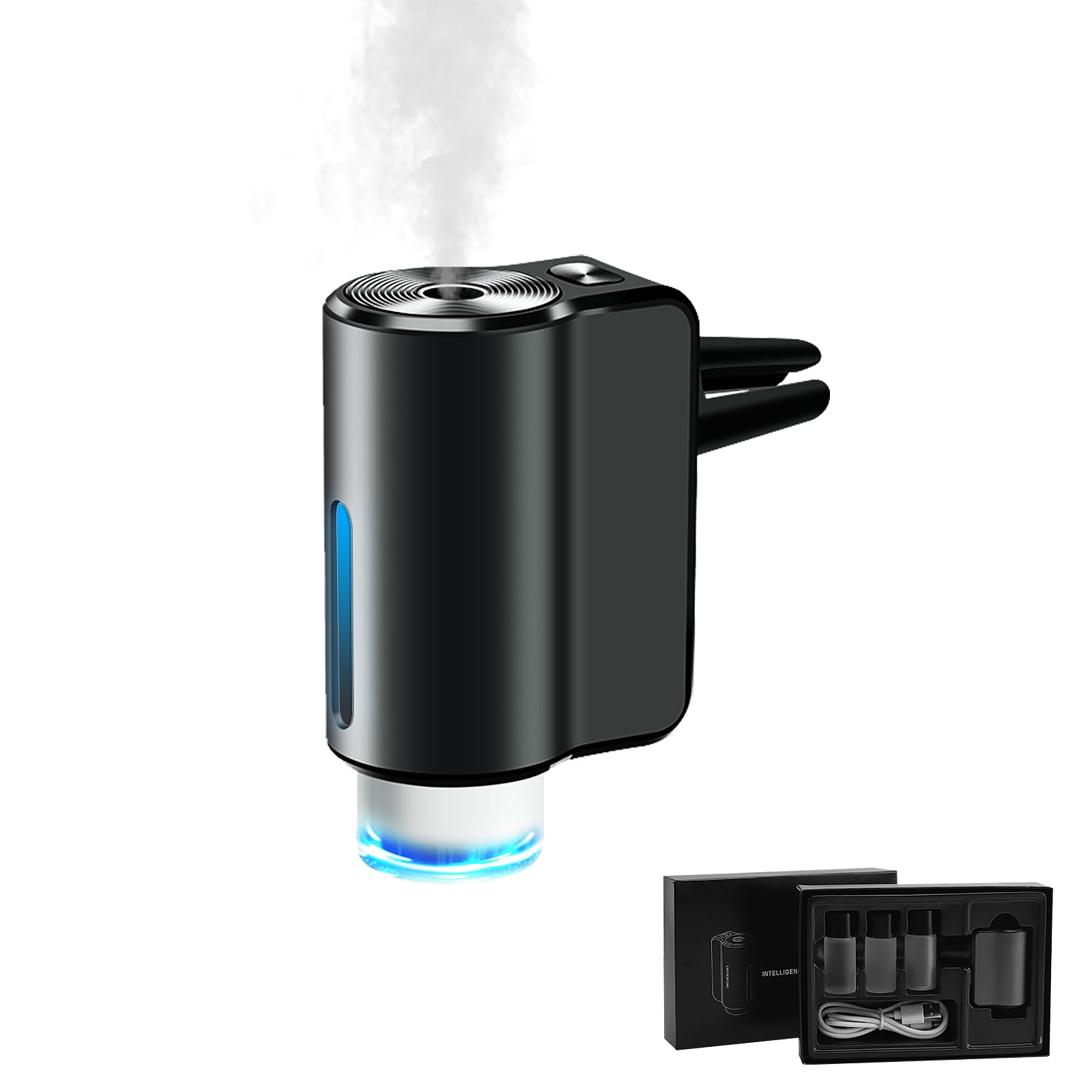 Smart Car Air Freshener - 3 Modes with 3 Pcs Essential Oil, Rechargeable Wireless Car Vent Air Fresheners, Cars Fragrance Diffuser Perfume Essentials for Air Outlet