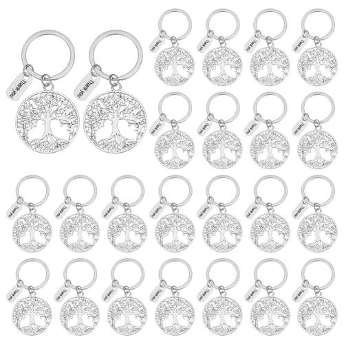 FINGERINSPIRE 24Pcs Tree Of Life Thank You Keychain, Fashion Keychain Graduation Season Teachers Day Thanksgiving Friendship Keychains Employee Appreciation Gifts Team Appreciation Gifts