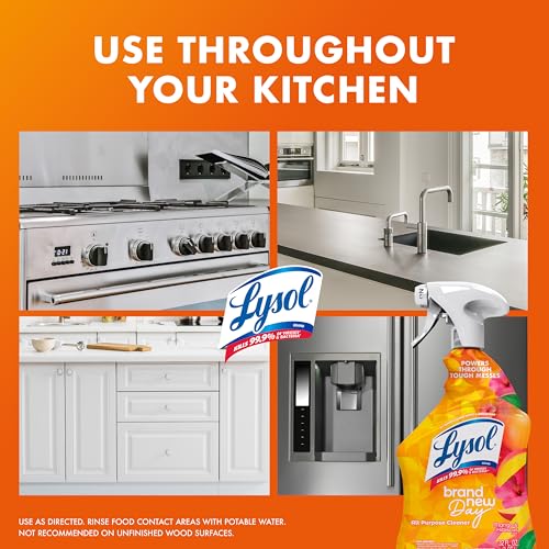 Lysol All Purpose Cleaner Spray, Multi-Purpose Disinfecting Spray, Kitchen & Bathroom Cleaner, Mango & Hibiscus Scent, 32 Fl Oz
