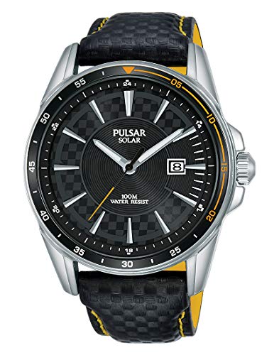 Preisvergleich Produktbild Pulsar Rally Herren-Uhr Solar Edelstahl mit Lederband PX3207X1