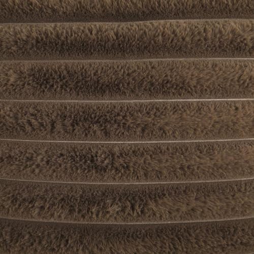 Image of MONKDECOR Single Sided Faux Fur Plush Throw Pillow Covers 12x12 Set of 1 Fuzzy Striped Soft Cozy Pillowcase Luxury Decorative Pillows Square Shaggy Cushion Covers for Couch Sofa Bed, Brown Color