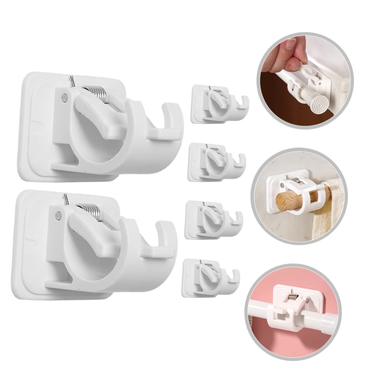 GARVALON 24pezzi Supporti per Bastoni delle Tende Ganci Adesivi Resistenti per Tende da Bagno e Teli Facile Installazione