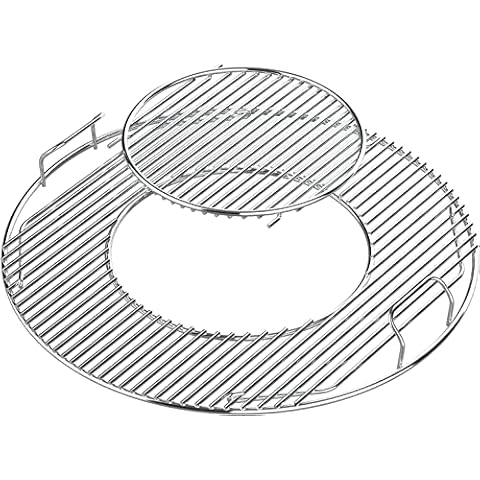 GFTIME Hinged Round Cooking Grate Grill Replacement Parts for Weber 57cm Charcoal grills Spare Parts Gourmet Chrome plated For Weber 8835, One-Touch, Performer, Bar-B-Kettle and Master-Touch Cover