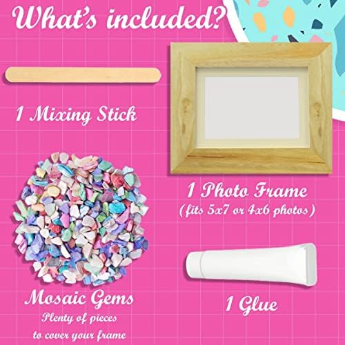 PURPLE LADYBUG Mosaic Photo Frame Craft Kit for Kids 6+ with Colourful Mother of Pearl Shells - Cool Gifts for 7 8 9 10 Year Old Girls & Fun Craft Kits for Kids Age 10 - Cool Arts and Crafts for Kids