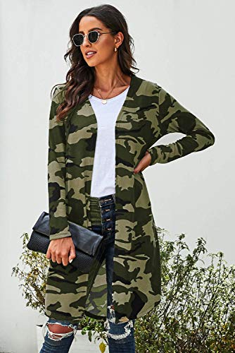 Meufam Women's Lightweight Long-Sleeve Longer Length Cardigan Leopard Camouflage Print Knit Outwear Coats2