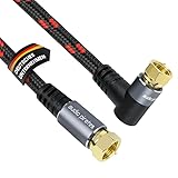 audio pirates RG6 Koaxialkabel – SAT-Kabel mit 90° angewinkeltem F-Stecker – Doppelt geschirmtes Koaxialkabel-Satellitenkabel mit 7 mm Ø – Antennenkabel, Coax-Kabel Schwarz/Rot (1er Pack - 5 Meter)