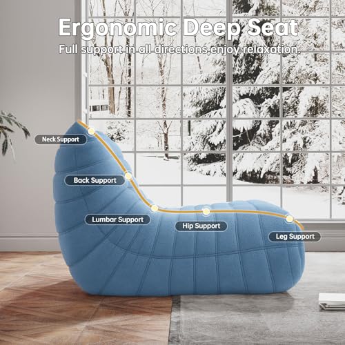 WHGBJA Bean Bag Chair for Adults, Lazy Bean Bag Sofa for Bedroom, Living Room, Reading, Gaming Floor Sofa Chair, Boneless, Comfy — view 5